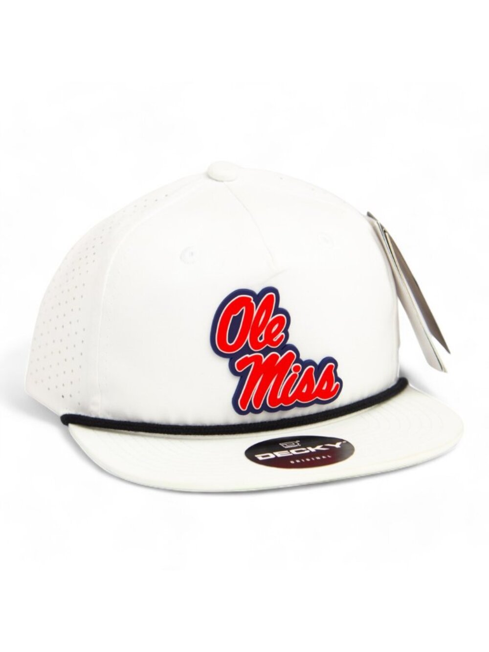 Ole Miss Rebels 3D Perforated Rope Hat- White/ Black